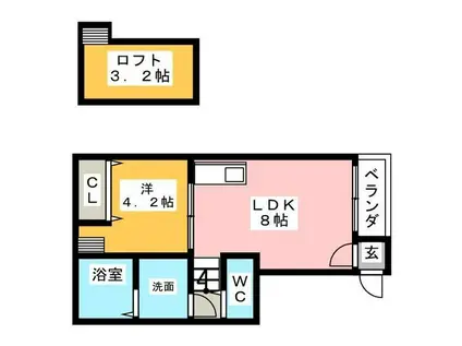 オリエンタル清水(1DK/2階)の間取り写真