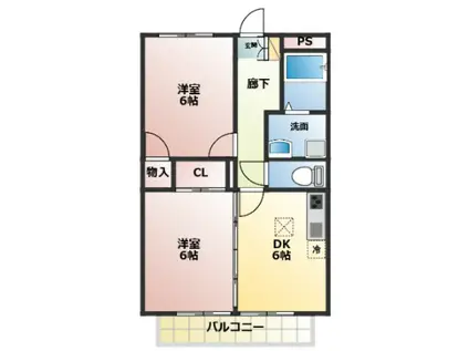 メゾンプチシャトー出口B館(2LDK/1階)の間取り写真