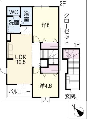 エル・レフィナードII(2LDK/2階)の間取り写真