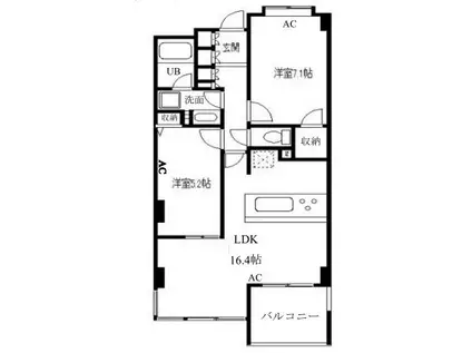 クールセリシエ(2LDK/3階)の間取り写真