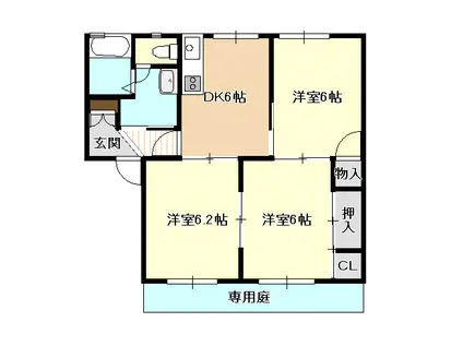 ローズヒル(3DK/1階)の間取り写真