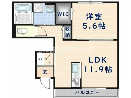 メゾン勝(1LDK/1階)の間取り写真