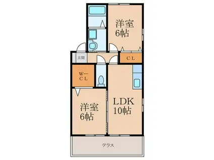 ヴェルジェ深田(2LDK/1階)の間取り写真