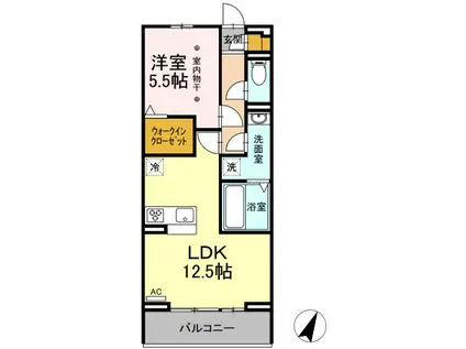 オレオール中央通(1LDK/2階)の間取り写真