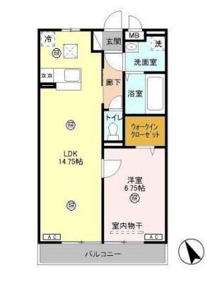 メゾンベール(1LDK/1階)の間取り写真
