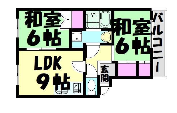 アベニール高石(2LDK/1階)の間取り写真