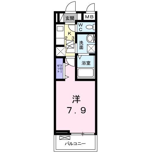 アンジュ座間(1K/1階)の間取り写真