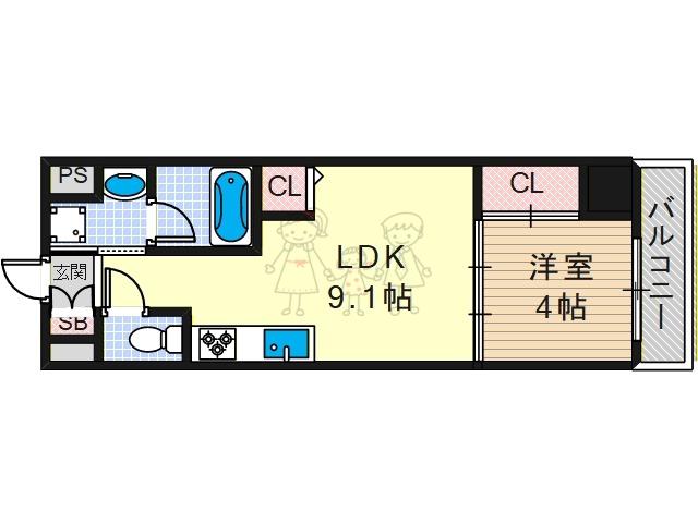 トーシンイーストビル(1LDK/4階)の間取り写真