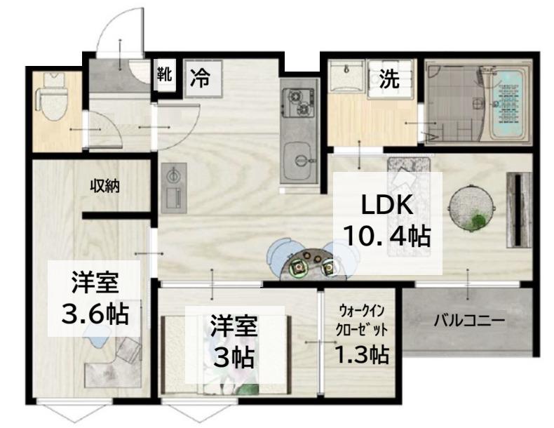 REGALEST光II(2LDK/1階)の間取り写真