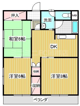 キャピタルハイツB(3DK/3階)の間取り写真