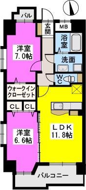 モンテ オットー西公園(2LDK/3階)の間取り写真