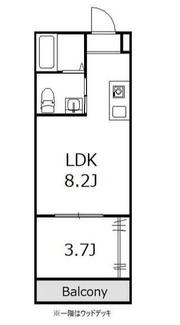 ひなたと春風のラテ(1LDK/2階)の間取り写真