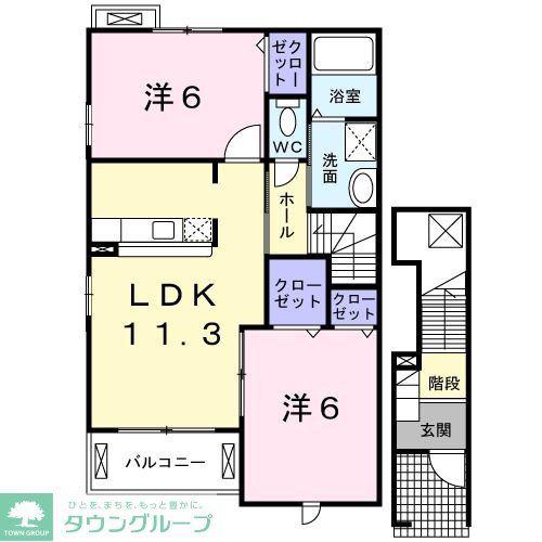 サンプライム(2LDK/2階)の間取り写真