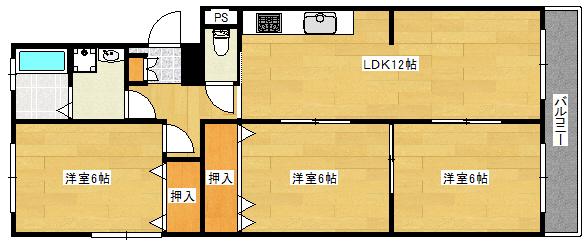 ベルコーポ井口(3LDK/2階)の間取り写真