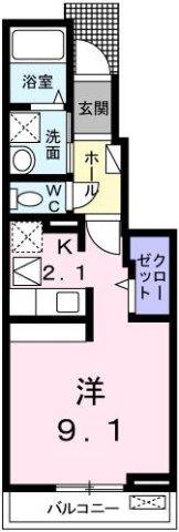 アルダン C(1K/1階)の間取り写真