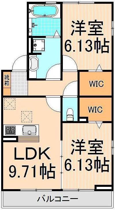 シャトレー(2DK/2階)の間取り写真