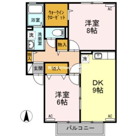 STREAM VILLAGE A棟(2DK/2階)の間取り写真