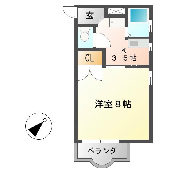 チェリーハイツIII(1K/4階)の間取り写真