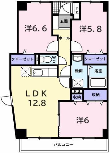 トランキルレジデンス(3LDK/3階)の間取り写真