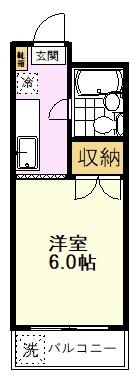 サンハイム・大沢(1K/1階)の間取り写真