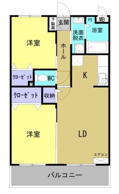 ジャルディーノ(2LDK/2階)の間取り写真