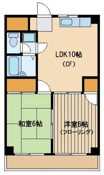 ジョウエツプラザ(2LDK/4階)の間取り写真