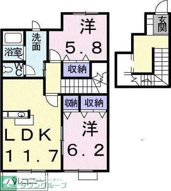 ガーデンハウスアヴェニュー(2LDK/2階)の間取り写真