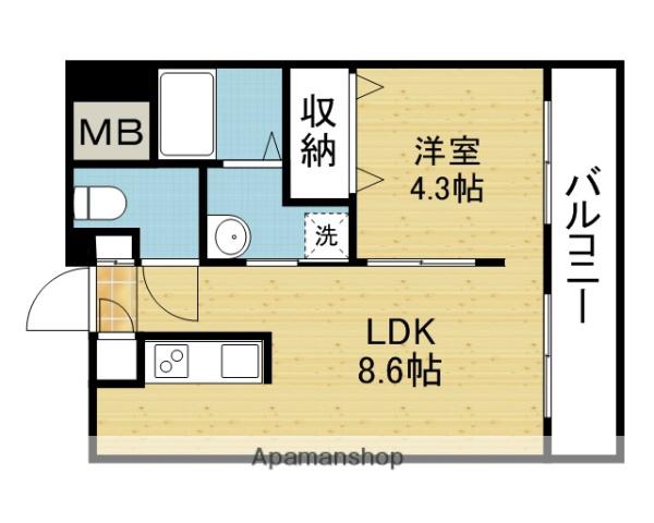 アニマーレ長堀(1LDK/4階)の間取り写真
