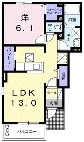 サンシーブルA(1LDK/1階)の間取り写真