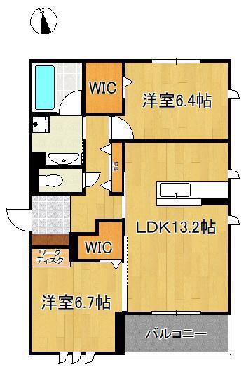 D-ROOM折尾駅前(2LDK/3階)の間取り写真