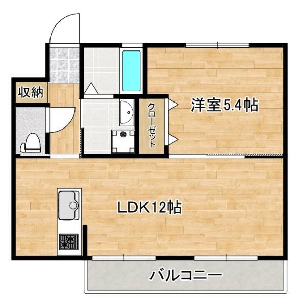 シャンテー東香里(1LDK/1階)の間取り写真