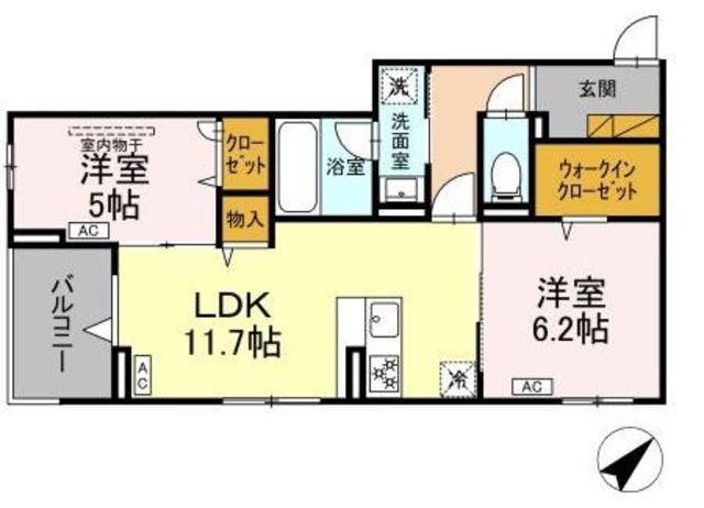 DーLOTUS(2LDK/3階)の間取り写真