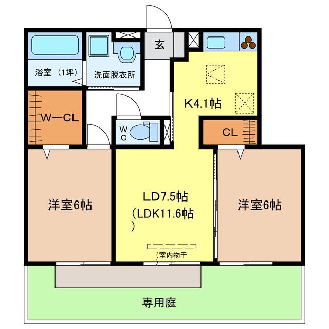 A-FLAT(2LDK/1階)の間取り写真