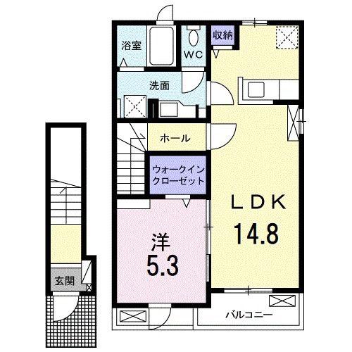 ブルック中町(1LDK/2階)の間取り写真