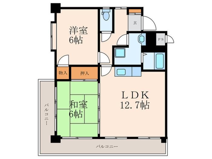 サンヒルズ美萩野(2LDK/3階)の間取り写真