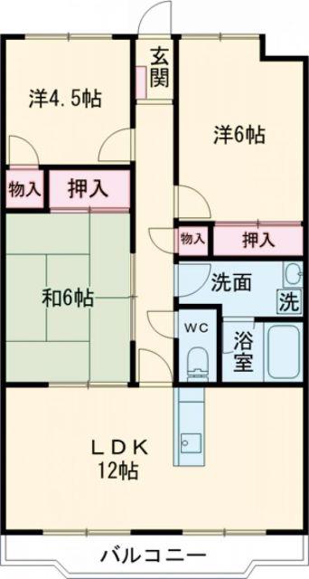 ヴィブレ若宮南(3LDK/1階)の間取り写真