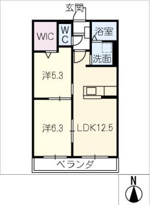 MARK&TWO(2LDK/2階)の間取り写真
