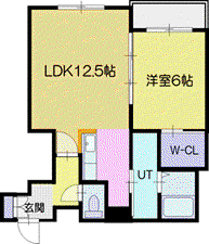 TRIOMPHE野幌(1LDK/1階)の間取り写真
