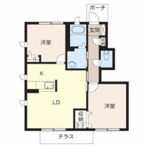 シャーメゾン浜の宮(2LDK/1階)の間取り写真