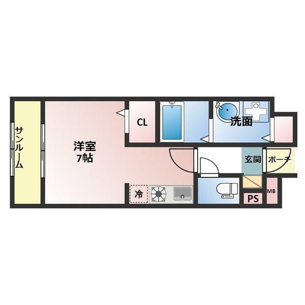 サンリット(ワンルーム/2階)の間取り写真