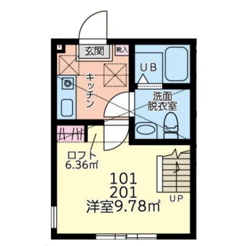 デンプシーヒル(1K/1階)の間取り写真