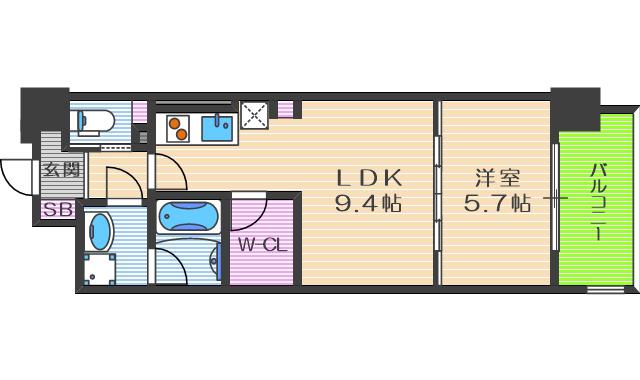 ネットフローラ天満橋(1LDK/3階)の間取り写真