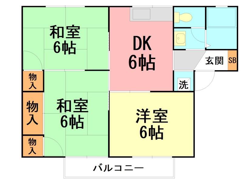シャトレー森戸(3DK/2階)の間取り写真