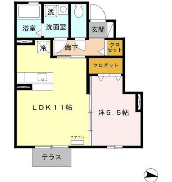 ヴェルドミールC(1LDK/1階)の間取り写真