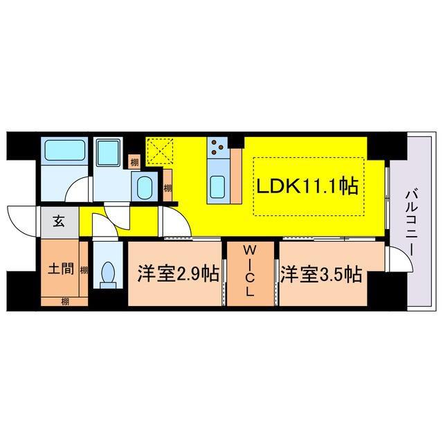 アーバネックス谷町六丁目(2LDK/11階)の間取り写真
