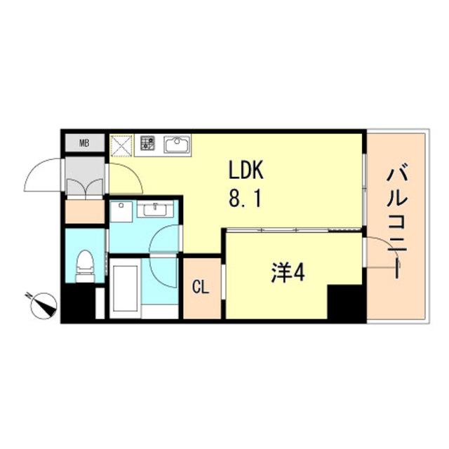 ブエナビスタ神戸駅前(1LDK/4階)の間取り写真