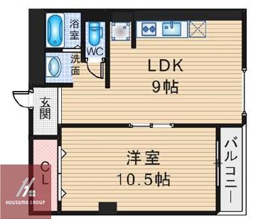 フェザー 豊中マンション(1DK/4階)の間取り写真