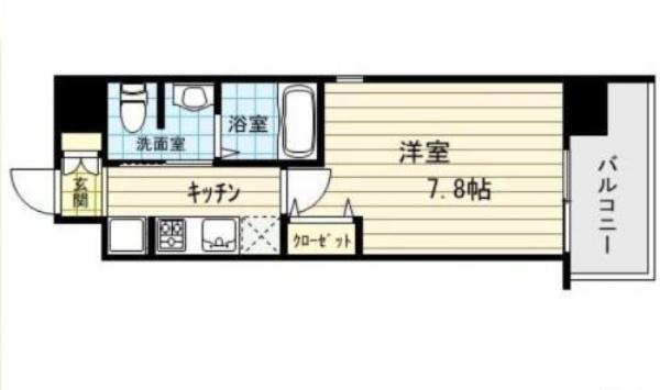 W-STYLE北浜(1K/4階)の間取り写真