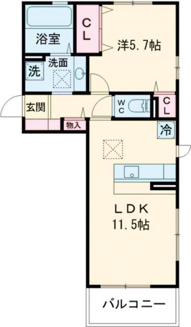 ディアプレイス(1LDK/1階)の間取り写真