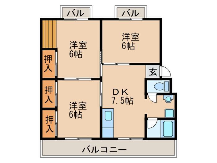 大洋ビル(3DK/3階)の間取り写真